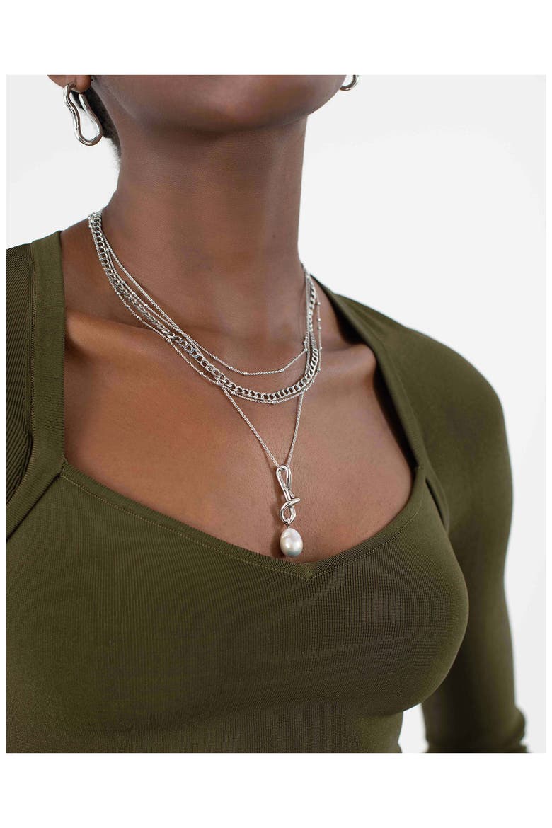 Molten Baroque Pearl Pendant Necklace, Alternate, color, SILVER