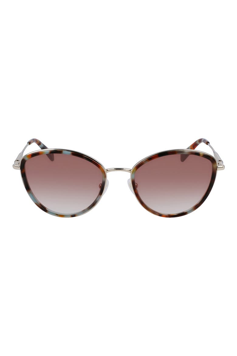 Roseau 54mm Gradient Cat Eye Sunglasses, Main, color, GOLD/AQUA CARAMEL HAVANA