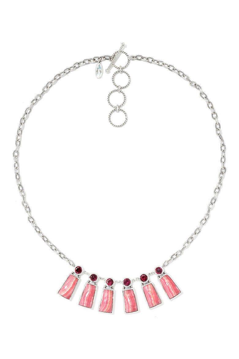 Rhodochrosite & Rhodolite Fan Necklace, Alternate, color, PINK MULTI