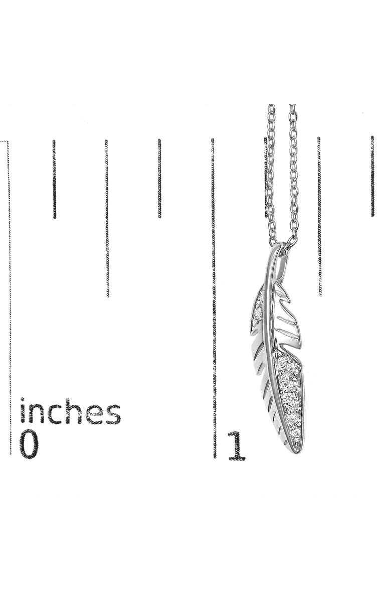 Haus of Brilliance 14K White Gold Diamond Accent Feather Pendant Necklace, Alternate, color, White Gold