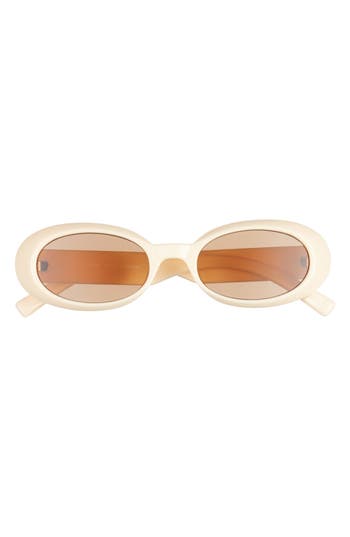 Le Specs Work It 53mm Oval Sunglasses In White