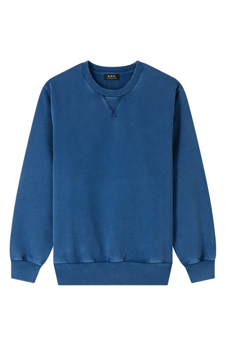 A.P.C. Sweat Label Garment Dye Sweatshirt, Alternate, color, Iaj Marine