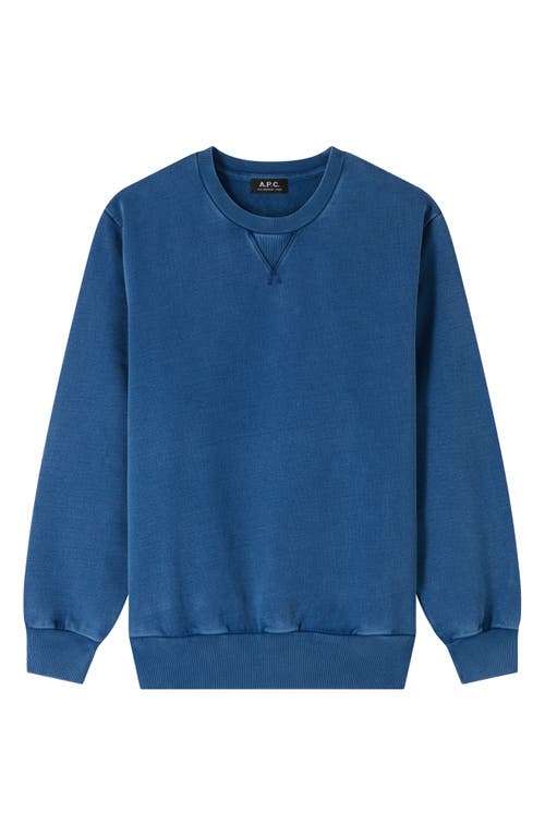 Apc A.p.c. Sweat Label Garment Dye Sweatshirt In Iaj Marine