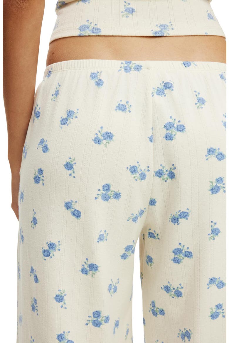 Women's Dreamy Soft Pointelle Wide Leg Pant, Alternate, color, Penelope Floral Oat Milk