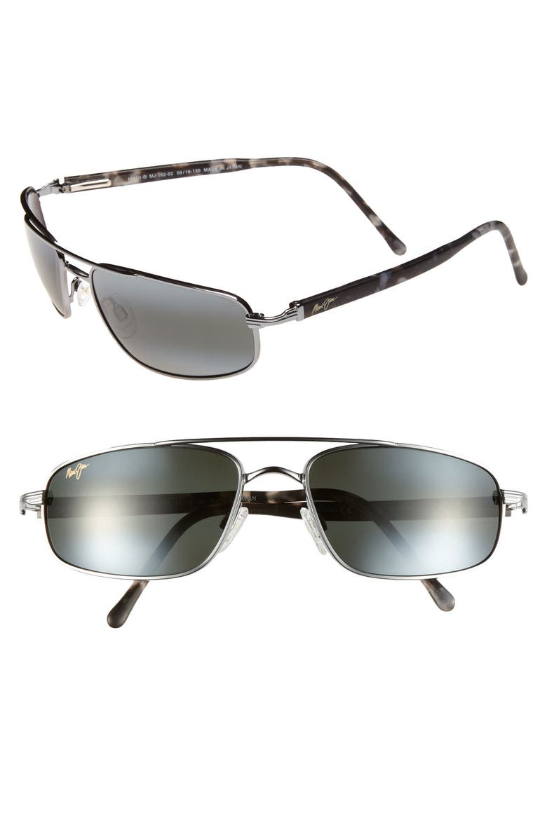 Kahuna 59mm PolarizedPlus®2 Rectangular Sunglasses, Alternate, color, GUNMETAL