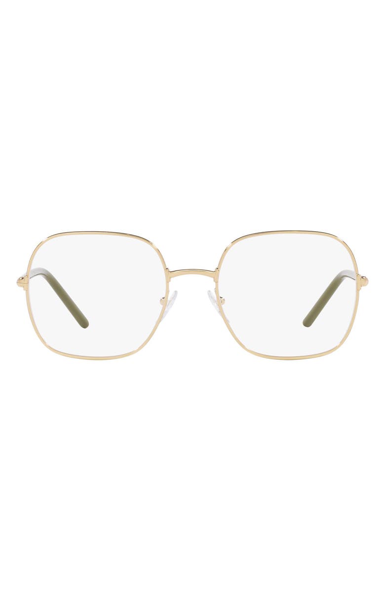Prada 54mm Rectangle Optical Glasses, Main, color, Pale Gold