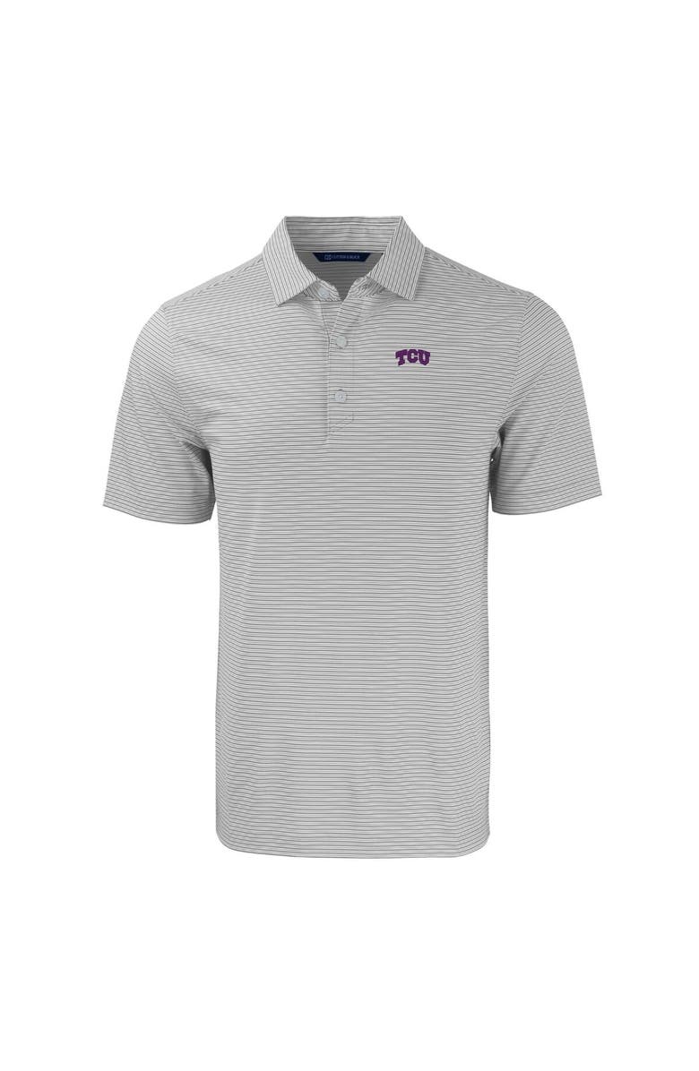 Cutter & Buck Men's Cutter & Buck  Gray/White TCU Horned Frogs Big & Tall Forge Eco Double Stripe Stretch Recycled Polo, Alternate, color, 