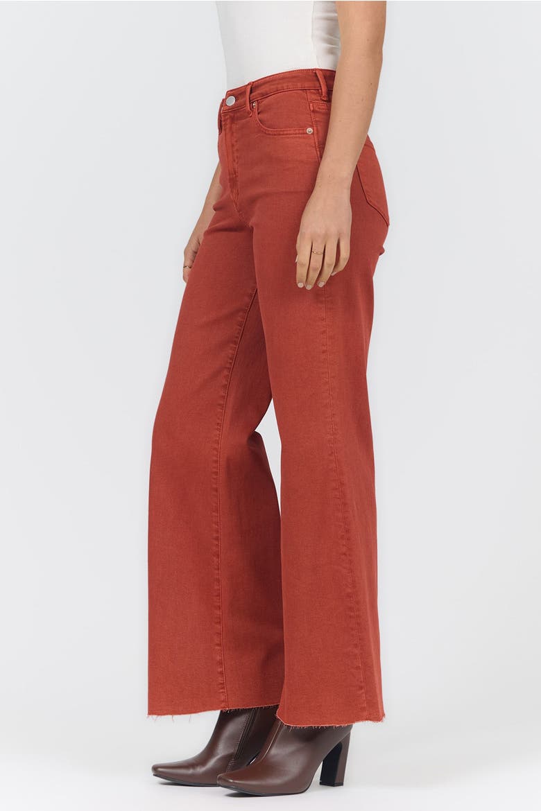 Fiona High Rise Raw Hem Wide Leg Jeans, Alternate, color, Rooibos Tea