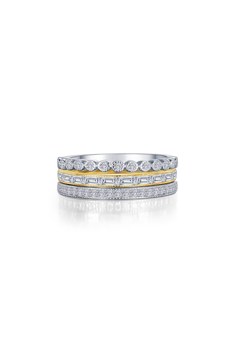 Lafonn Set of 3 Simulated Diamond Stackable Rings, Main, color, Gold/ Silver