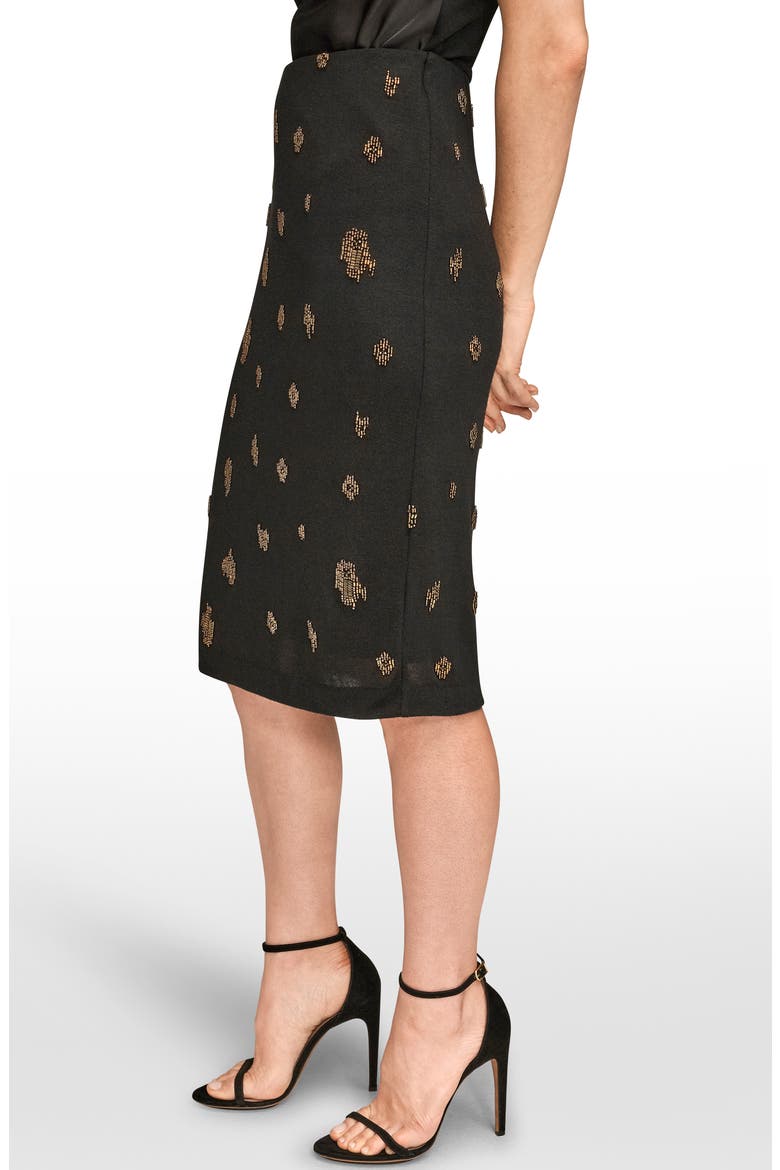 Beaded Pencil Skirt, Alternate, color, BLACK