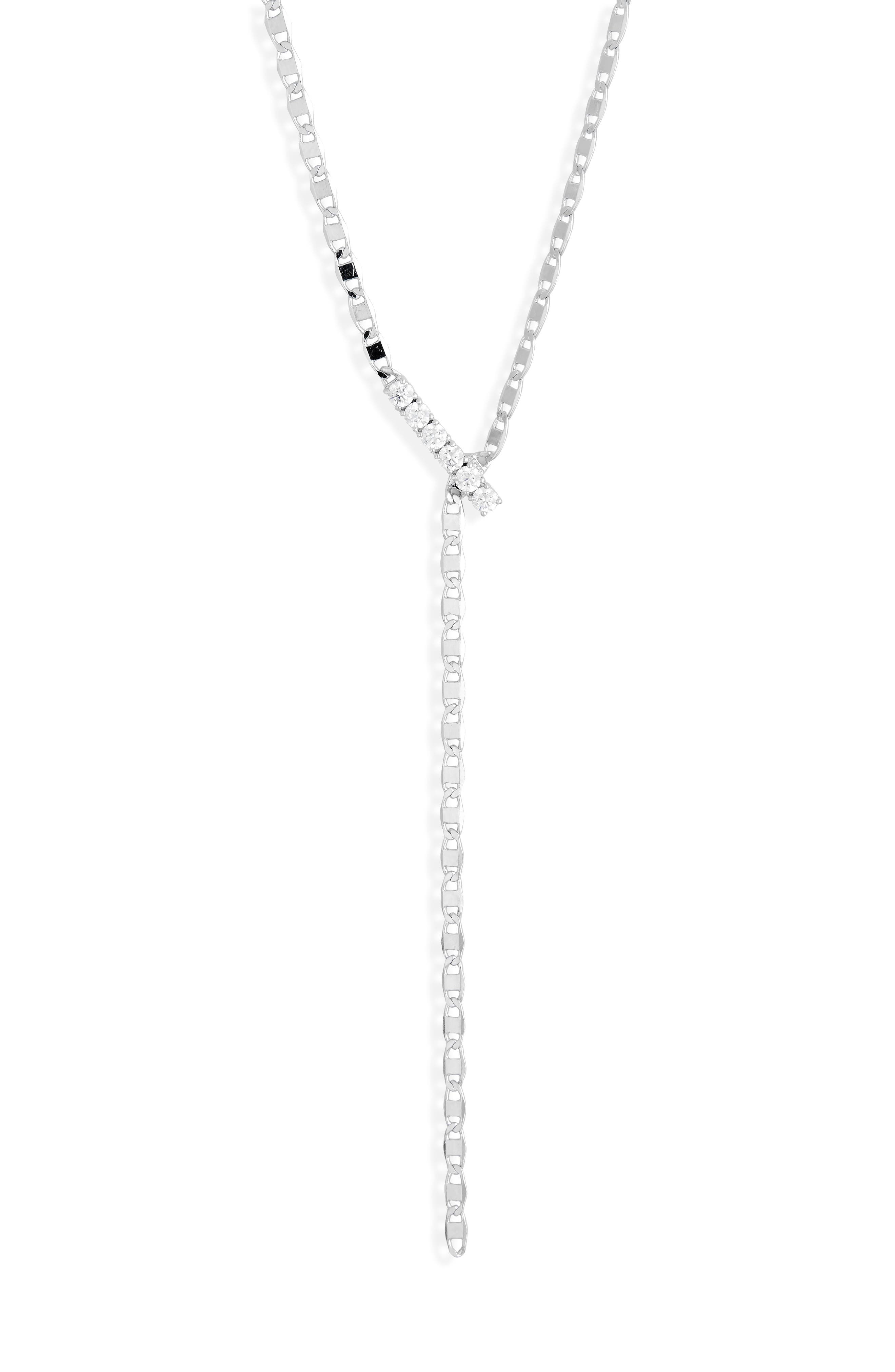 Emerald Isle Rhodium Plated Cubic Zirconia Y-Necklace