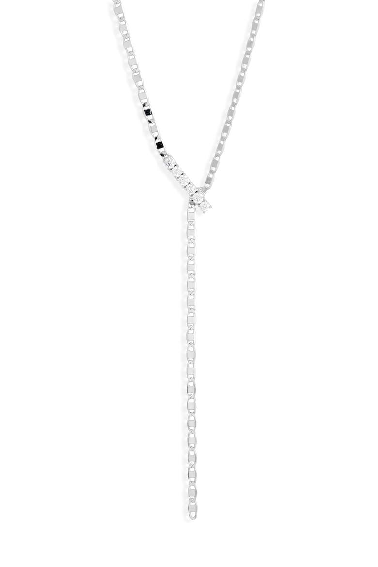 Emerald Isle Rhodium Plated Cubic Zirconia Y-Necklace, Main, color, RHODIUM