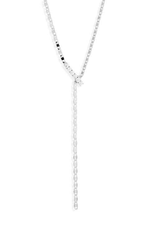 Emerald Isle Rhodium Plated Cubic Zirconia Y-Necklace