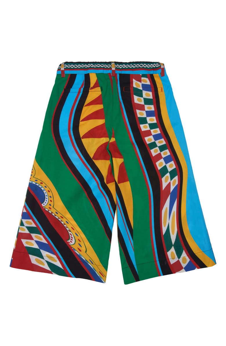 Dolce&Gabbana Kids' Carretto Siciliano Print Cotton Culottes, Alternate, color,