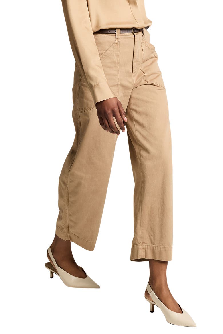 Washed Cotton Mid Rise Utility Pants, Alternate, color, CARMELLO