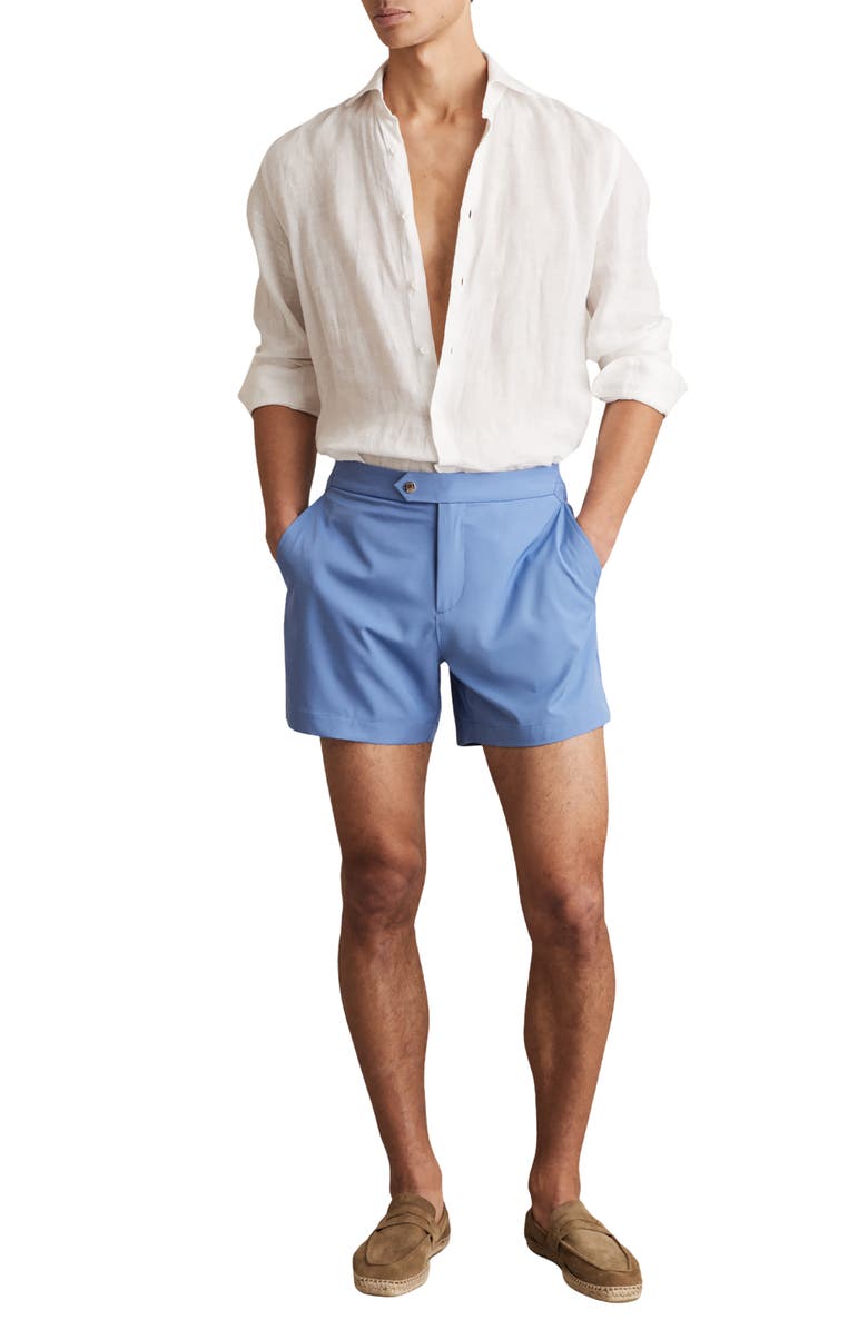 Reiss Sun Flat Front Swim Trunks, Alternate, color, French Blue