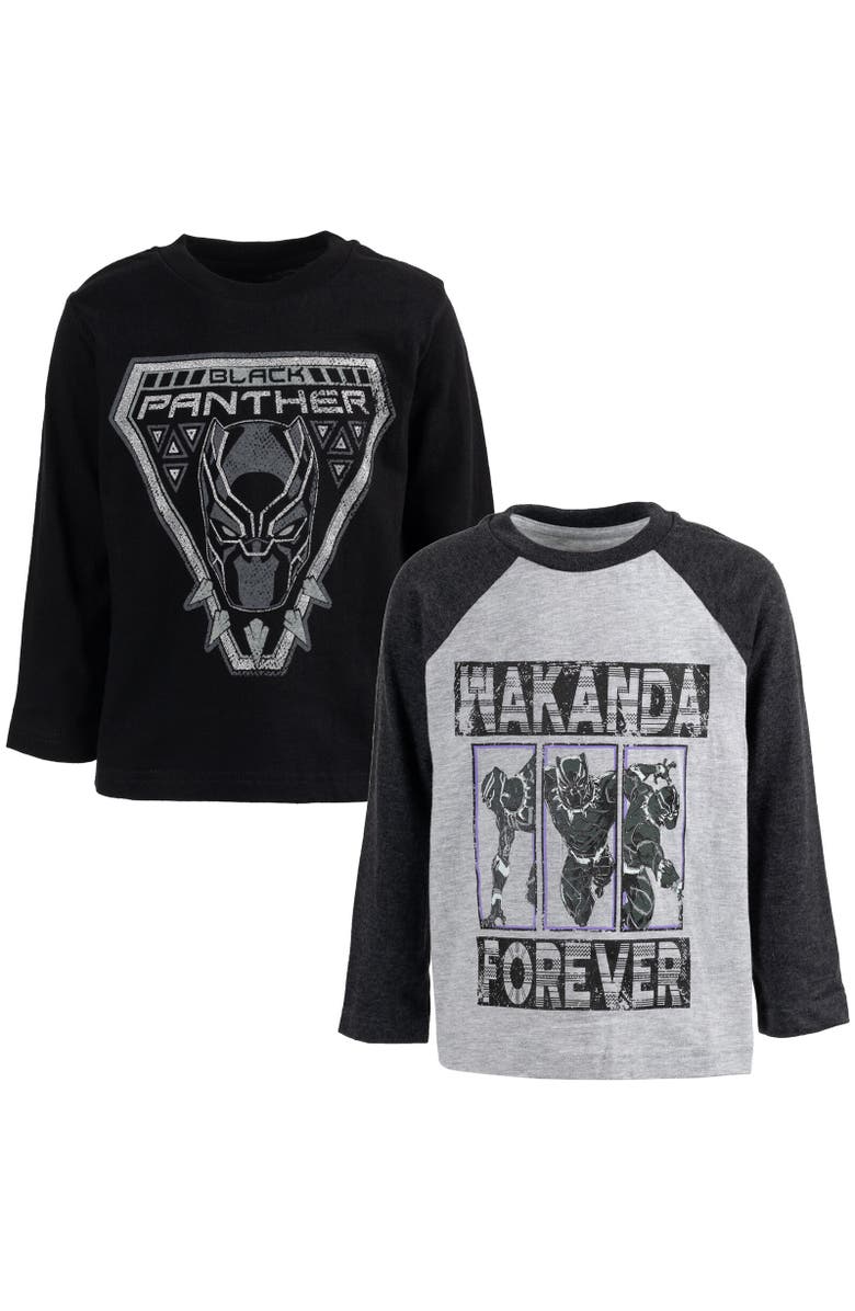 Marvel 2-Pack Long Sleeve T-Shirts, Main, color, Black Panther