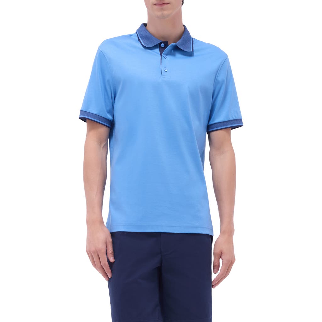 Bugatchi Tipped Pima Cotton Piqué Polo In Blue