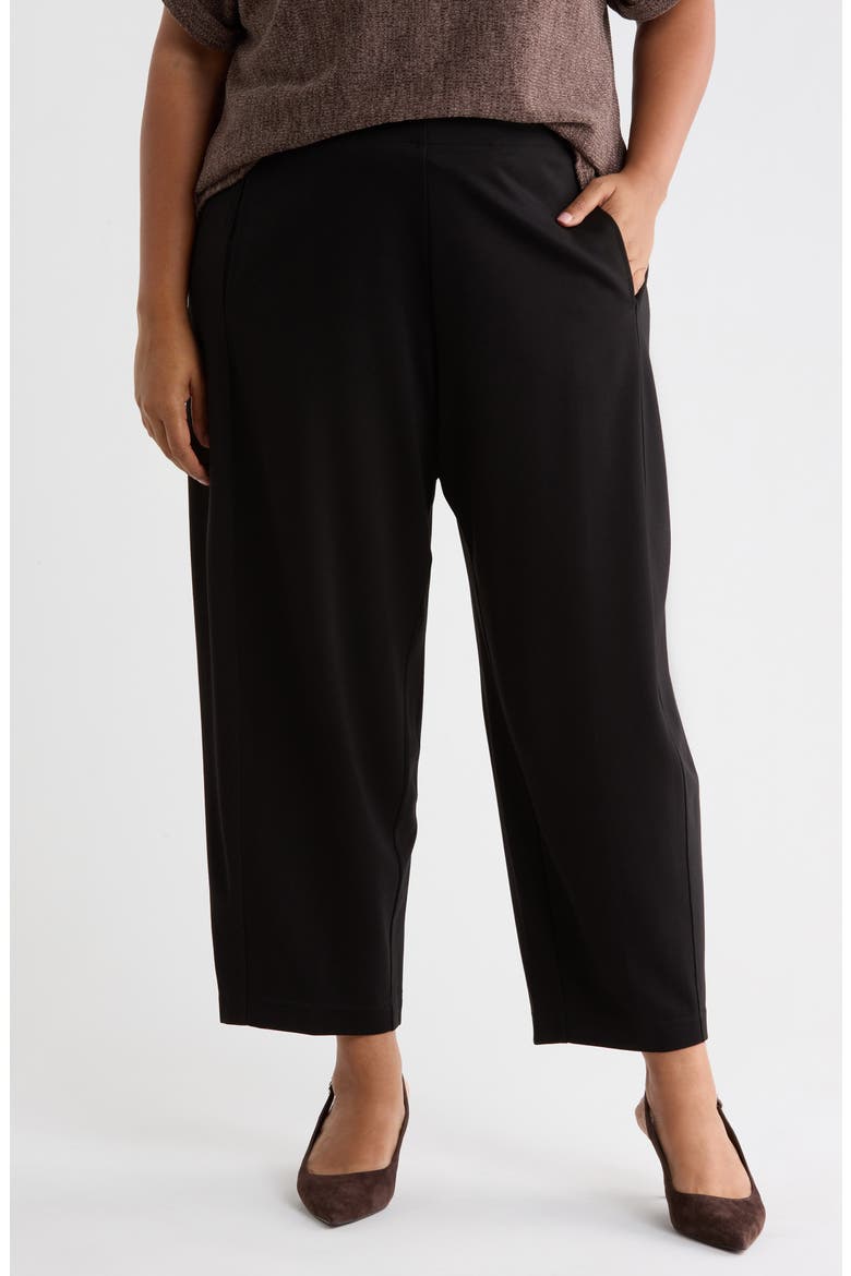 Ponte Barrel Pants, Main, color, BLACK-BLACK