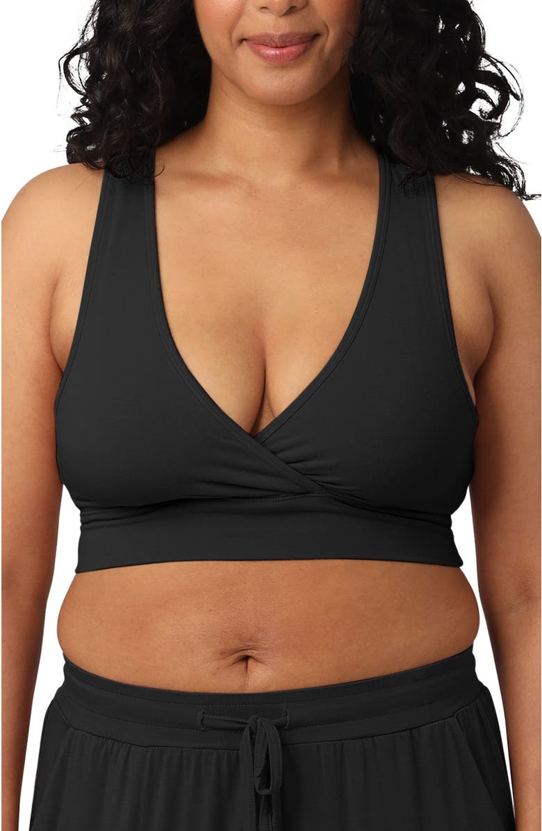 Kindred Bravely French Terry Racerback Nursing & Sleep Bra - Fits Sizes 30B-46D, Main, color, Black