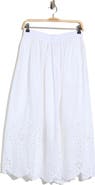 Ellen Tracy Embroidered Eyelet Cotton Poplin Pull-On Skirt