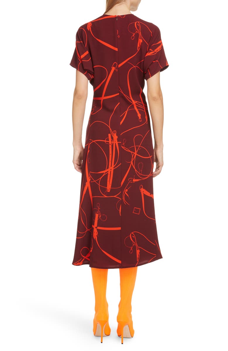 Victoria Beckham Bridle Print Crepe Midi Dress, Alternate, color,
