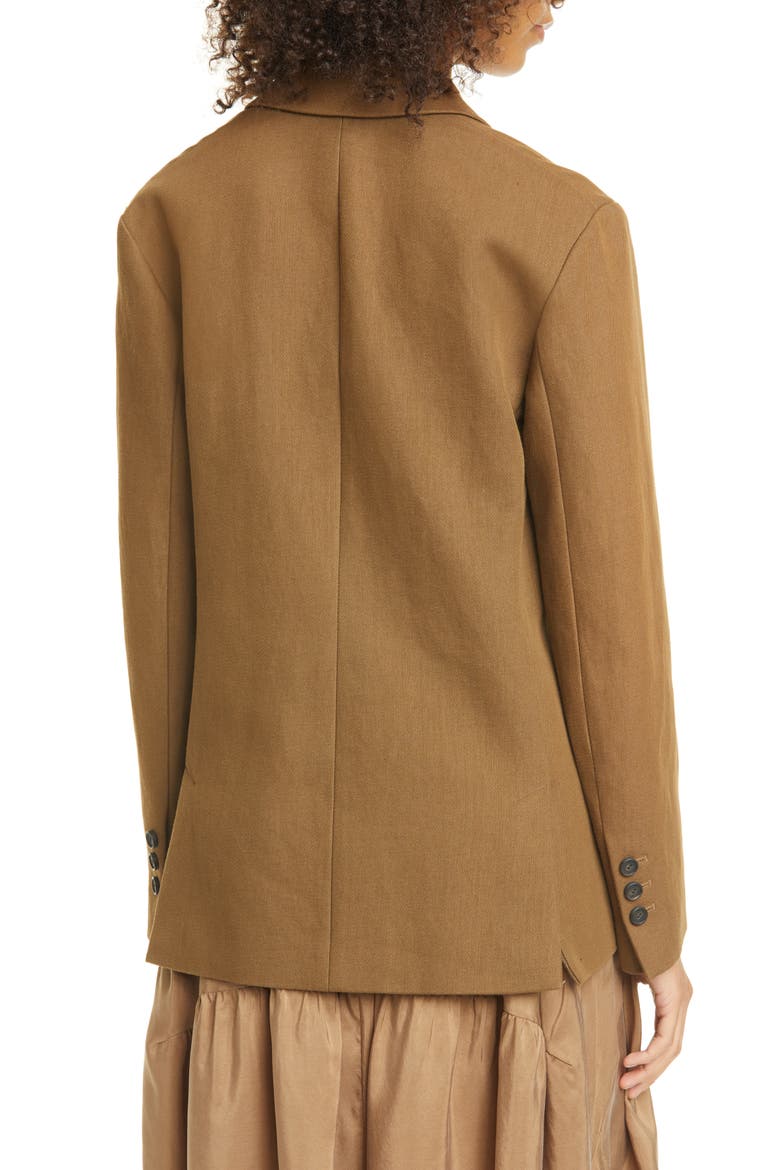 Double Breasted Cotton & Linen Blend Blazer, Alternate, color, TIMBER