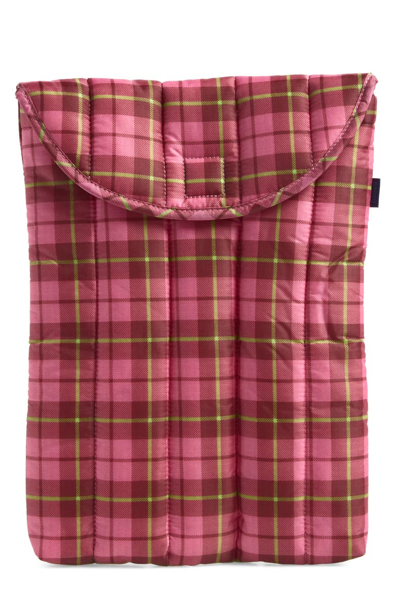 Puffy 13/14" Laptop Sleeve, Main, color, AZALEA PINK TARTAN