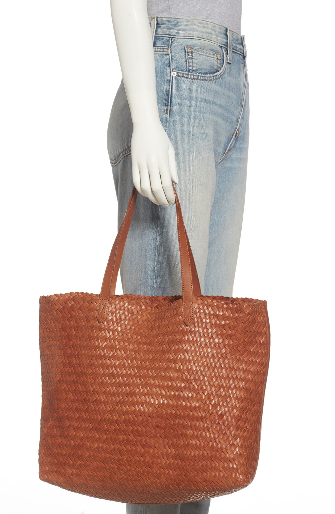 Madewell The Transport Leather Tote: Woven Edition, Alternate, color, 