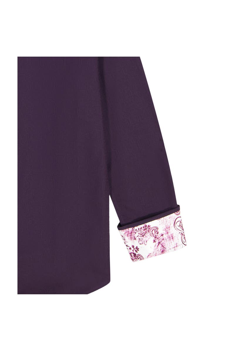 Robert Graham Odyssey Geo Jacquard Stretch Cotton Button-Up Shirt, Alternate, color, Berry