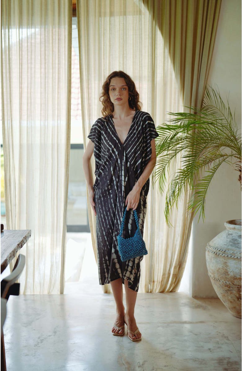 PINK HALEY Madella Hand Dyed Kaftan Dress, Alternate, color, Black