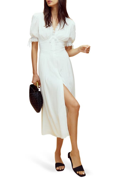 REFORMATION REFORMATION KETRA ORGANIC COTTON BLEND BUTTON-UP MIDI DRESS