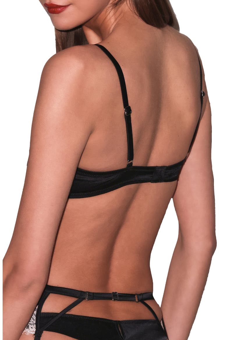 Juliet Lace Trim Underwire Silk Blend Demi Bra, Alternate, color, BLACK