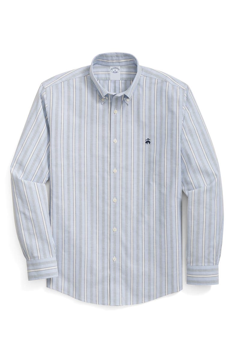 Brooks Brothers Stripe Regular Fit Stretch Button Down Shirt, Main, color, Hydrangea Outline Stpripe