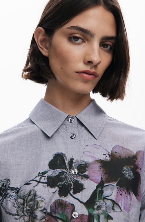 Desigual Long Sleeve Shirtdress In Gray