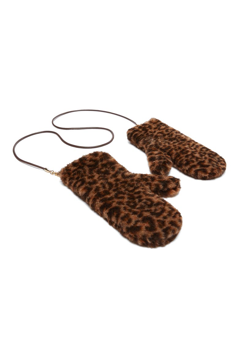 Leopard Print Alpaca, Virgin Wool & Silk Mittens, Alternate, color, BEIGE