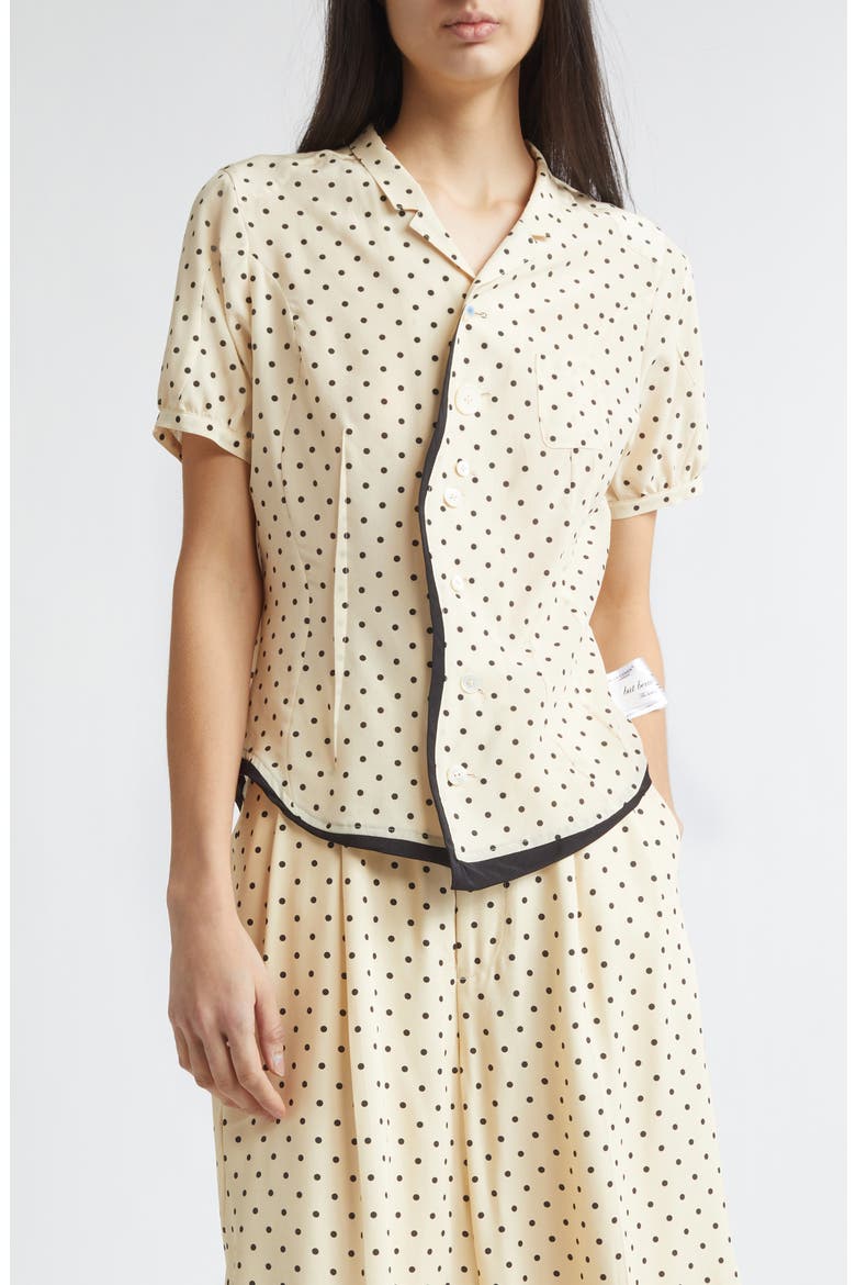 Polka Dot Silk Camp Shirt, Main, color, IVORY BASE