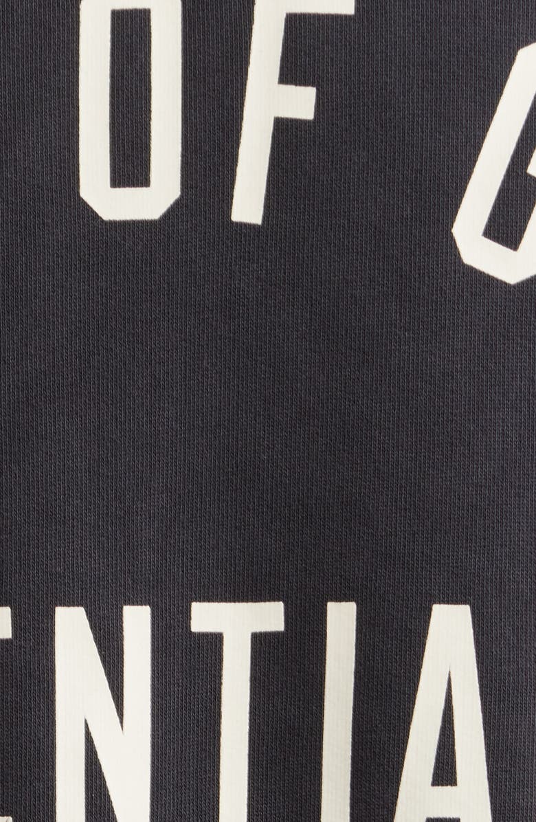 Fear of God Essentials '90s Fit Cotton Logo Hoodie, Alternate, color, Vintage Black