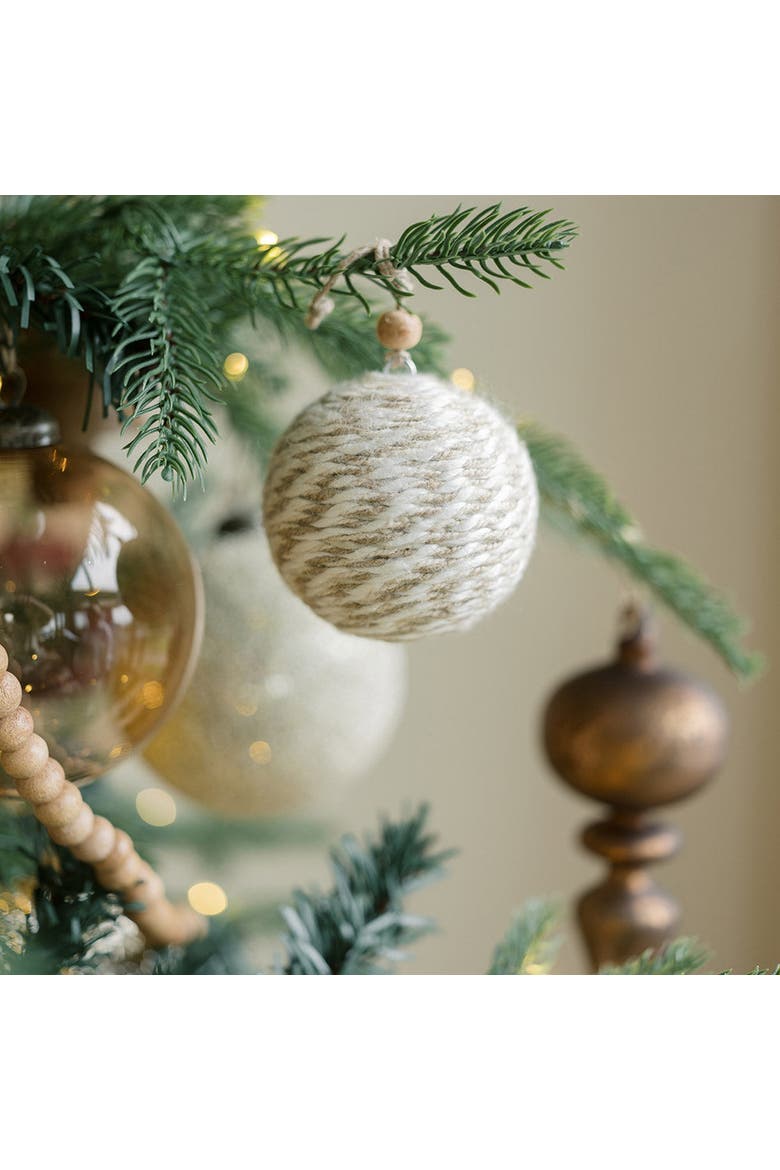 Natural Jute Wrapped Christmas Ornaments, Alternate, color, Earth tones