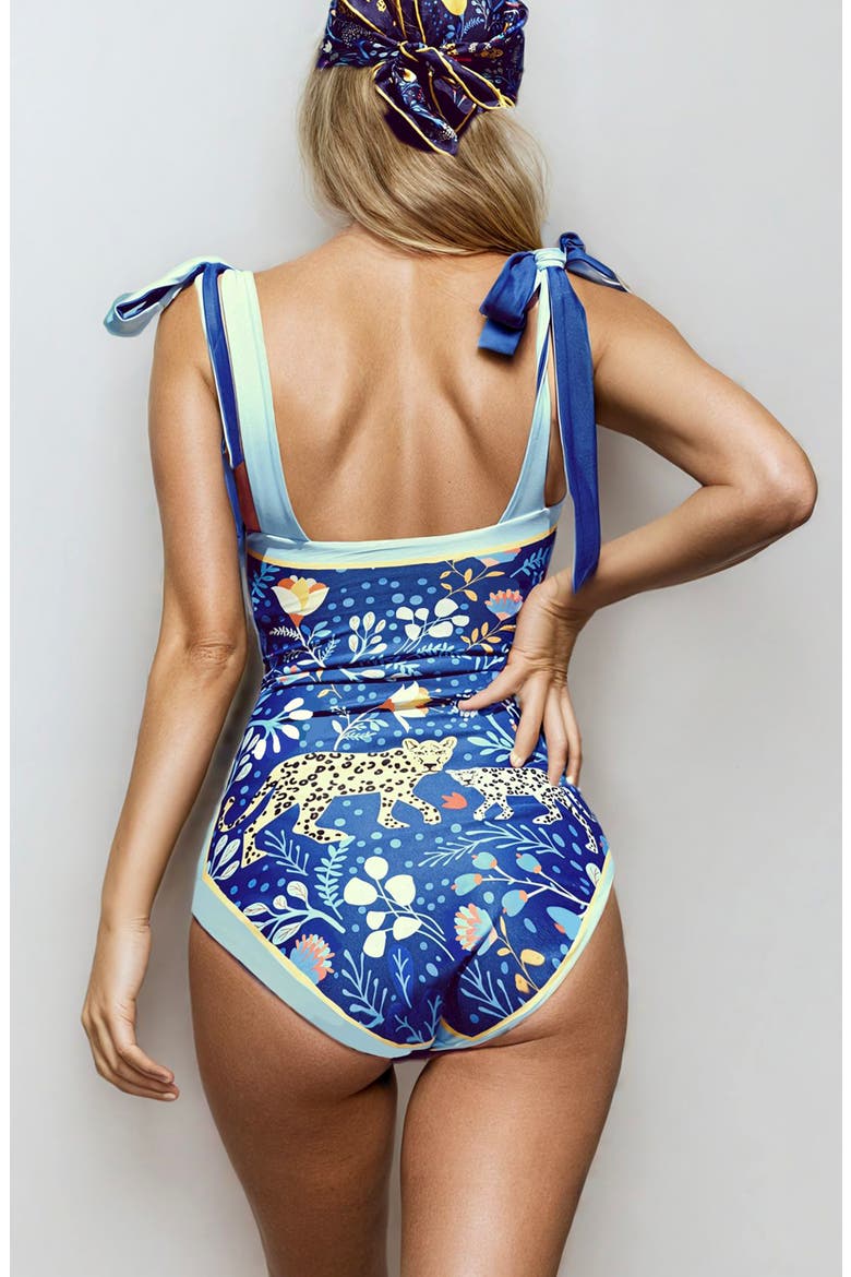 Amazon Rainforest Reversible One Piece Swimsuit, Alternate, color, Blue