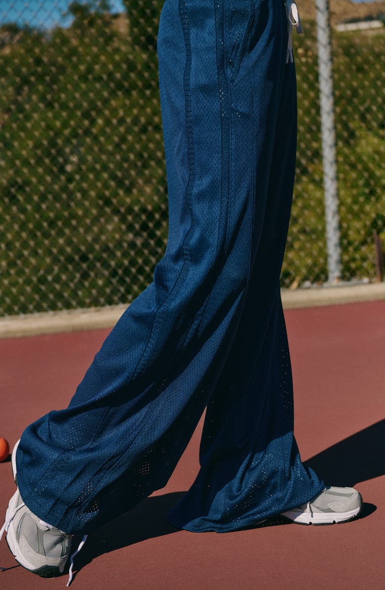 Free People FP Movement Overtime Wide Leg Mesh Pants, Alternate, color, Midnight Navy