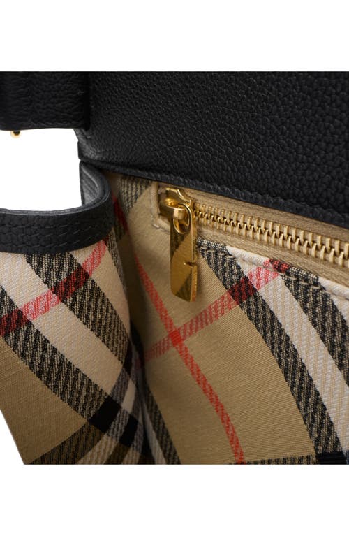 Burberry Mini Cotswold Grained Leather Top Handle Bag In Black