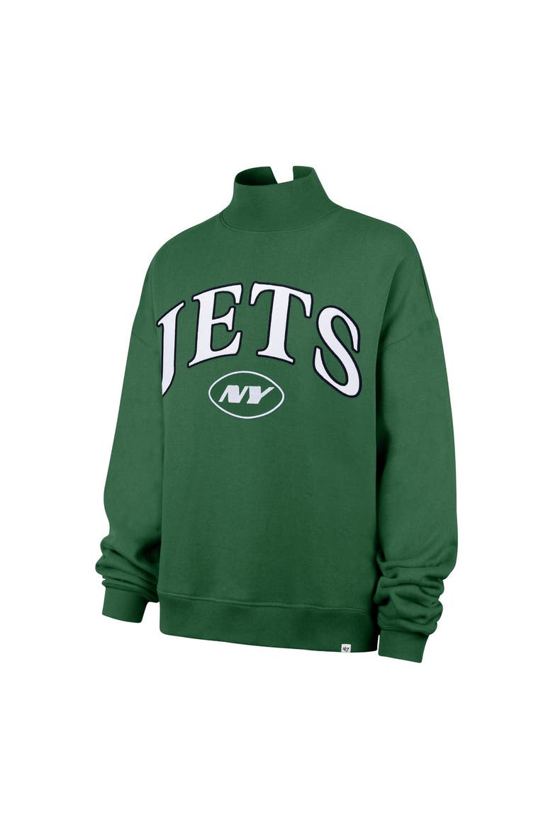 Women's '47 Green New York Jets Oversized Vantage Mock Neck Sweatshirt, Alternate, color, Green