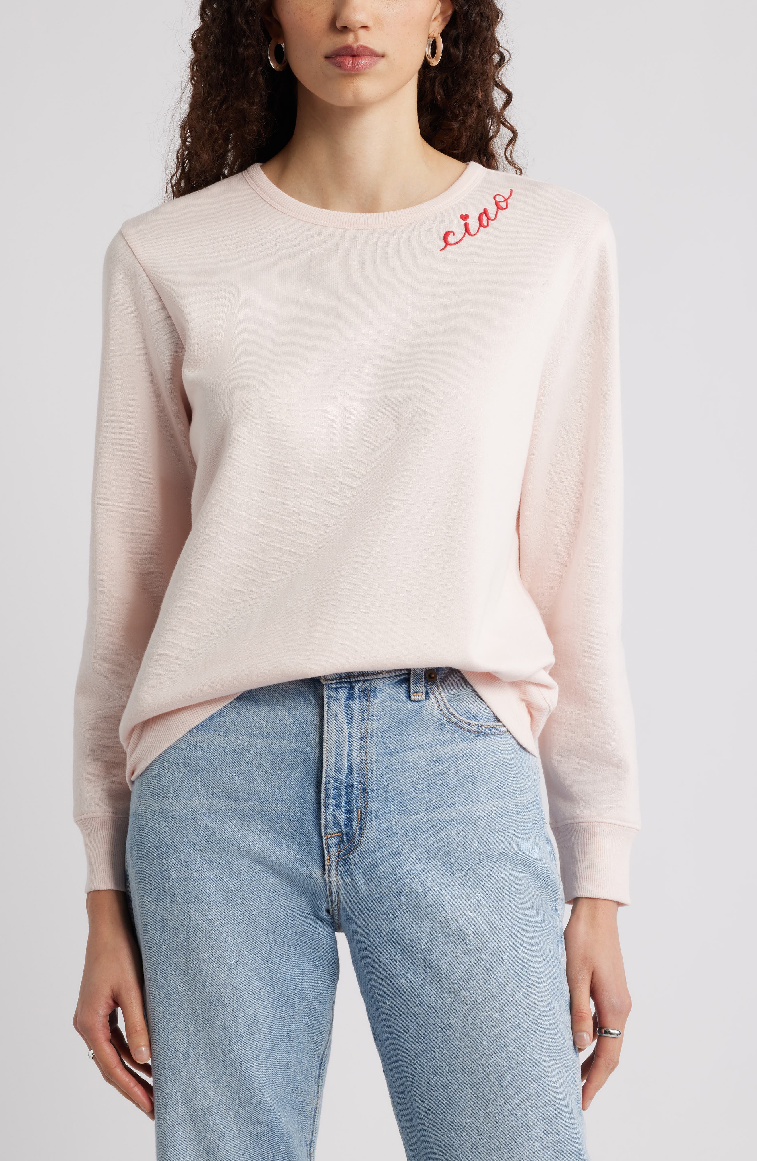 Caslon® Ciao Embroidered Sweatshirt