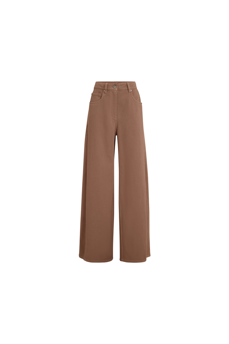 Dyed denim wide trousers with monili, Alternate, color, Dattero