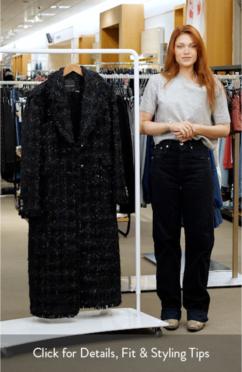 Premium Metallic Long Tweed Coat, sales video thumbnail