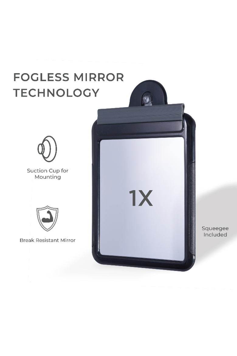 Fogless Shower Mirror for Travel with Suction Cup & Squeegee, Alternate, color, Black