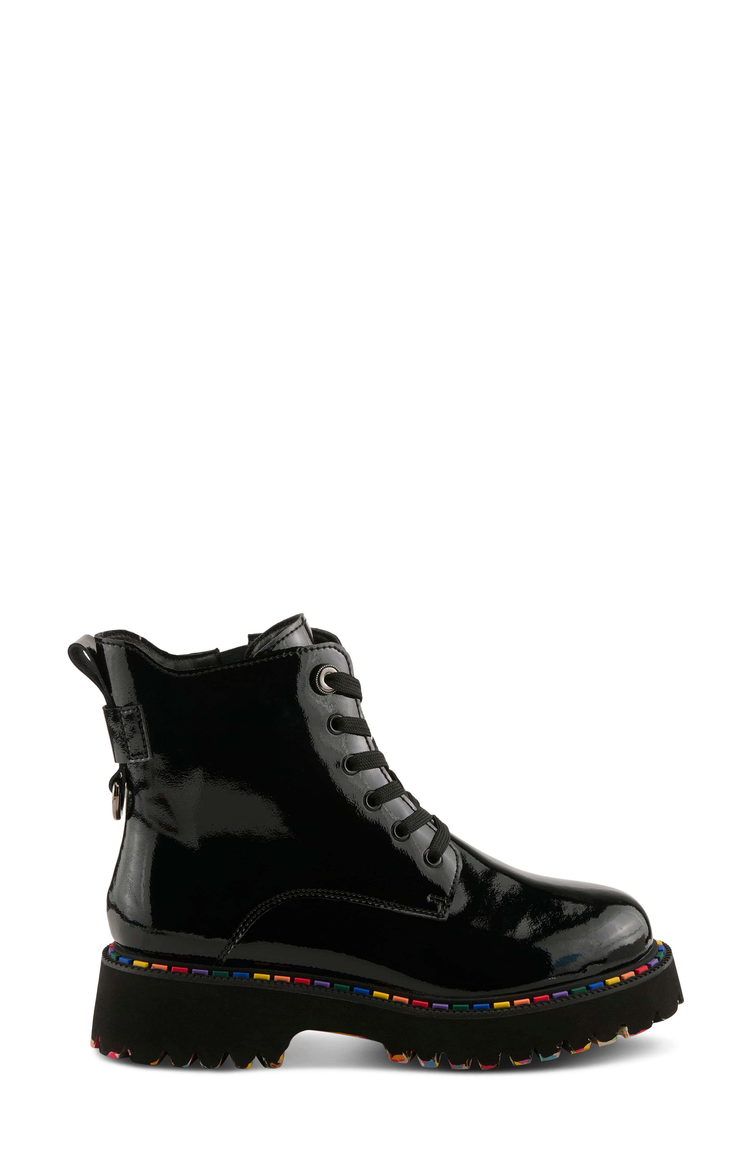 Spring Step Mistique Waterproof Combat Boot, Alternate, color, Black Patent