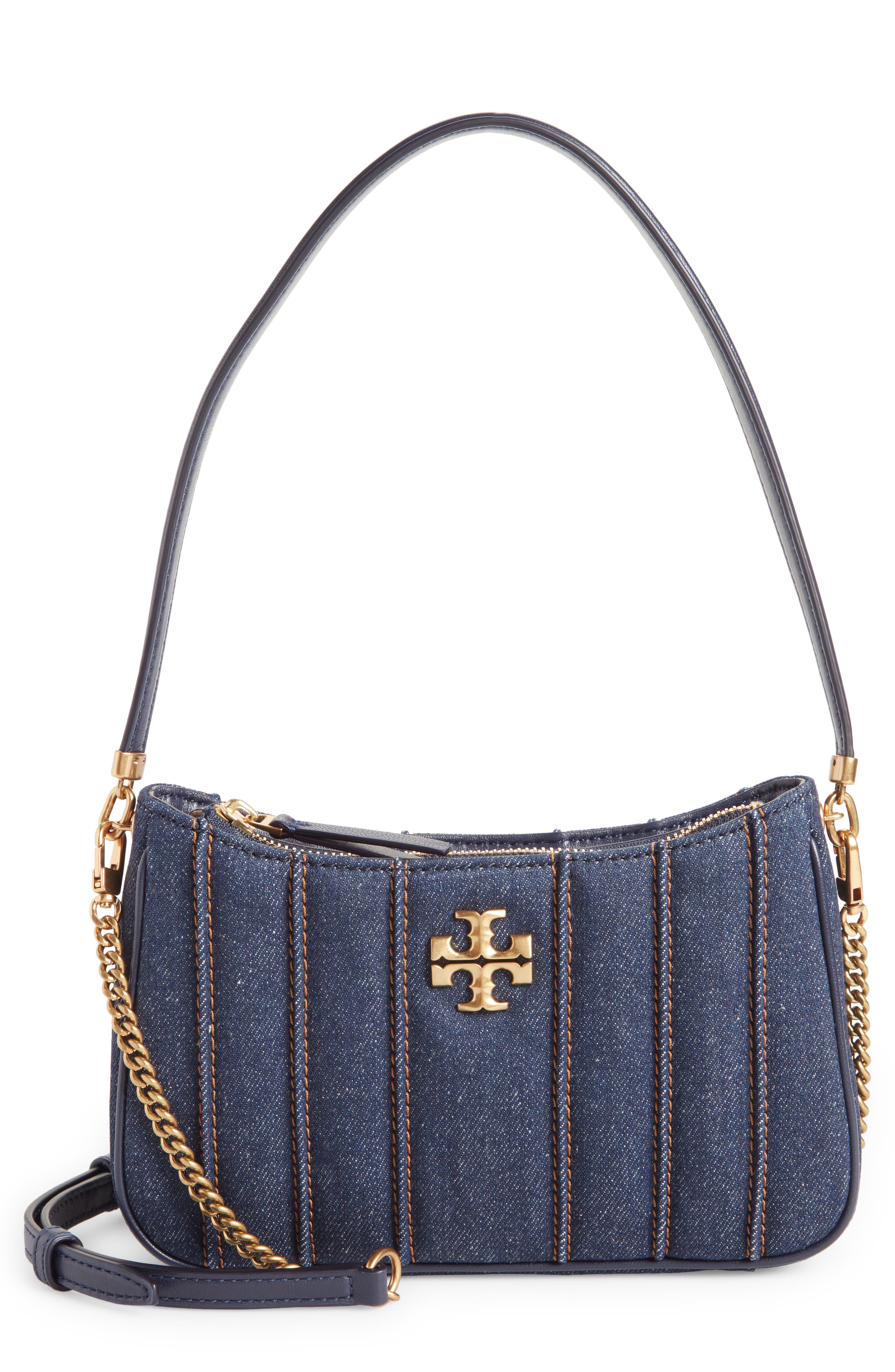 Tory Burch Kira Mini Denim Shoulder Bag, Main, color, 
