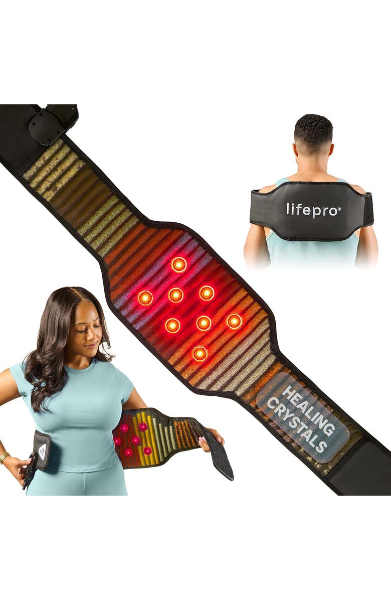 Lifepro InfraTone Red Light Therapy Belt with Healing Crystals for Pain Relief  660nm 850nm, Main, color, Black
